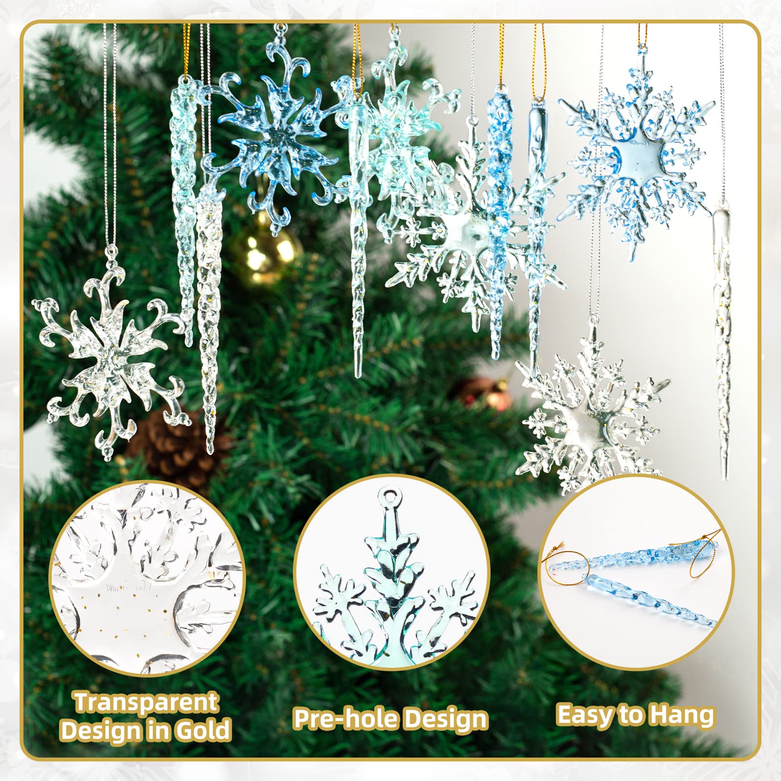 Amazon.co.jp: VGOODALL キラキラ光る雪の結晶のつららら アクリル製雪